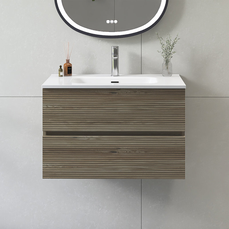 Meuble-lavabo mural 30 po avec lavabo en céramique intégré