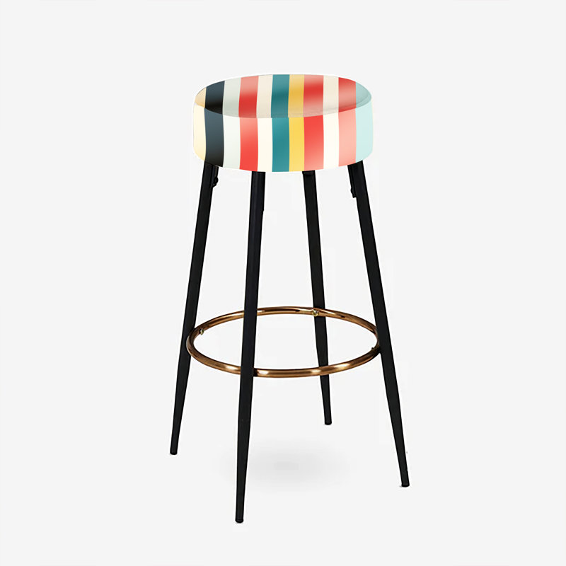 Ensemble de 2 tabourets rayés pastel à motif Midcentury Stripes