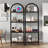 Arched Four Tier Bookshelf Metal Frame Design Tall Standing Open Storage Shelf Modern Display Rack For Bedroom Living Room And Home Office Use-415874290-415874291