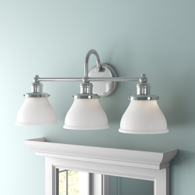 Baxter 3 - Light Dimmable Vanity Light, Brushed Nickel, Milk