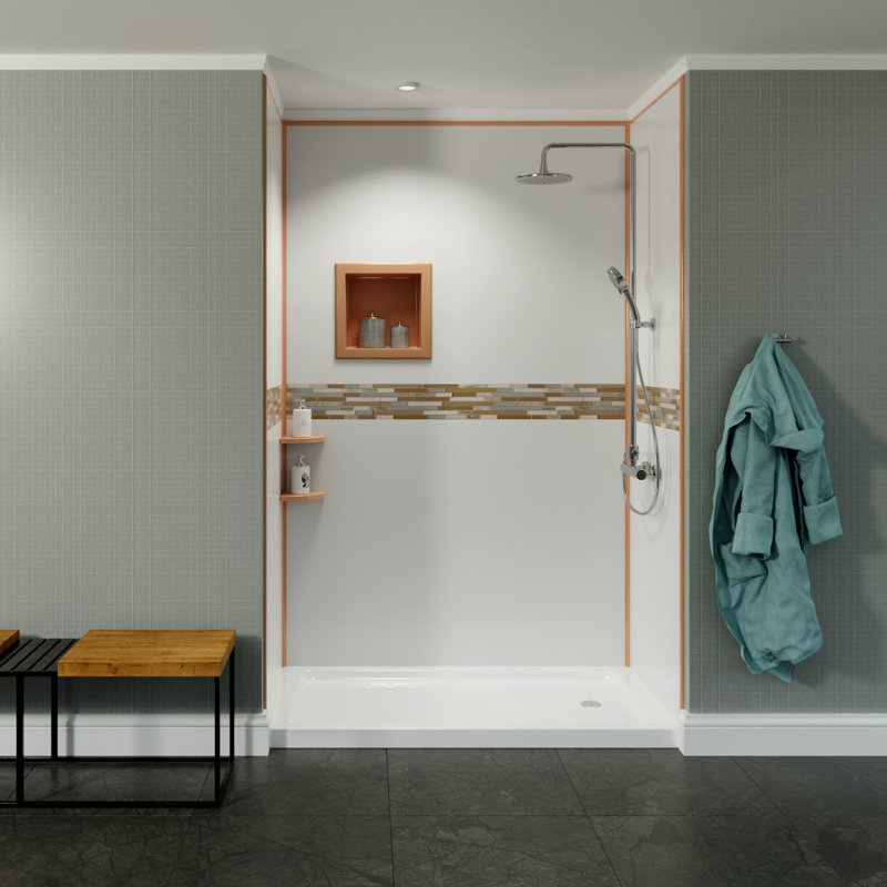 Paroi de douche à trois panneaux H 96 po x P 48 po