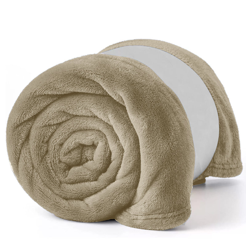 Reversible Plain Weave Fleece Throw Blanket, Camel, Single