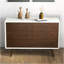 Solution de rangement 6 tiroirs Mid-Century moderne en bois massif, brun foncé et blanc, couloir, vestibule, placard-1290555997