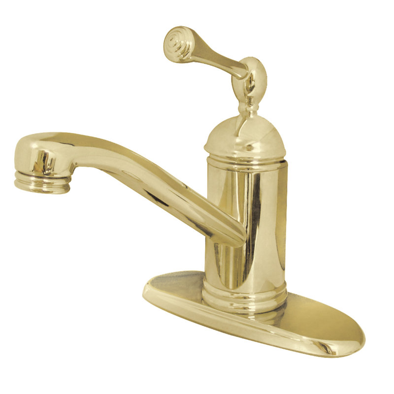 Kingston Brass Single-Handle 1-Hole Deck Mount Bathroom Faucet with Push Pop-Up, Polished Brass