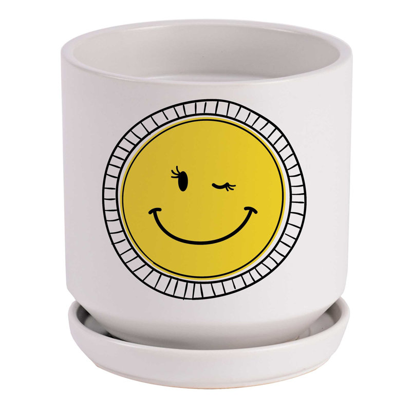 Pot de fleurs souriant