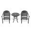Extérieur en fonte d'aluminium 3, cadre noir, coussins de couleur aléatoire pour un temps confortable, chaises empilables, table ronde avec trou de parasol, patio 3, tout usage,