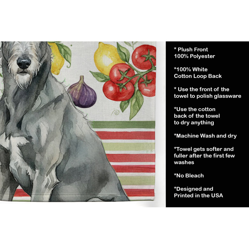Gray Irish Wolfhound Vegetables Kitchen Towel, Gray Irish Wolfhound
