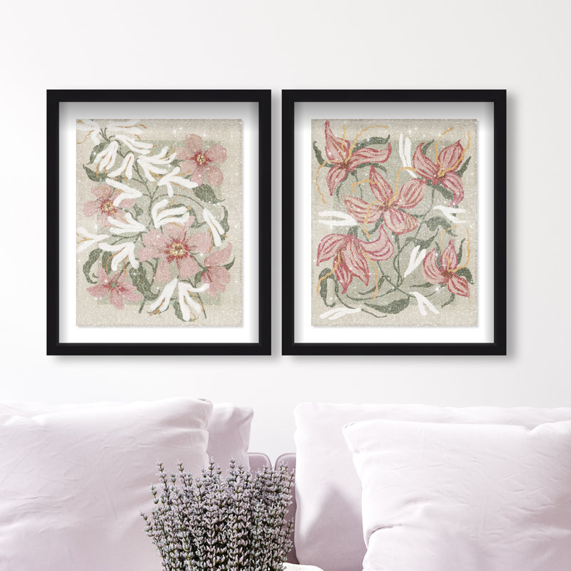Lilies Flower Set Set by Oliver Gal, 21.5" H x 17.5" W, Black Shadowbox
