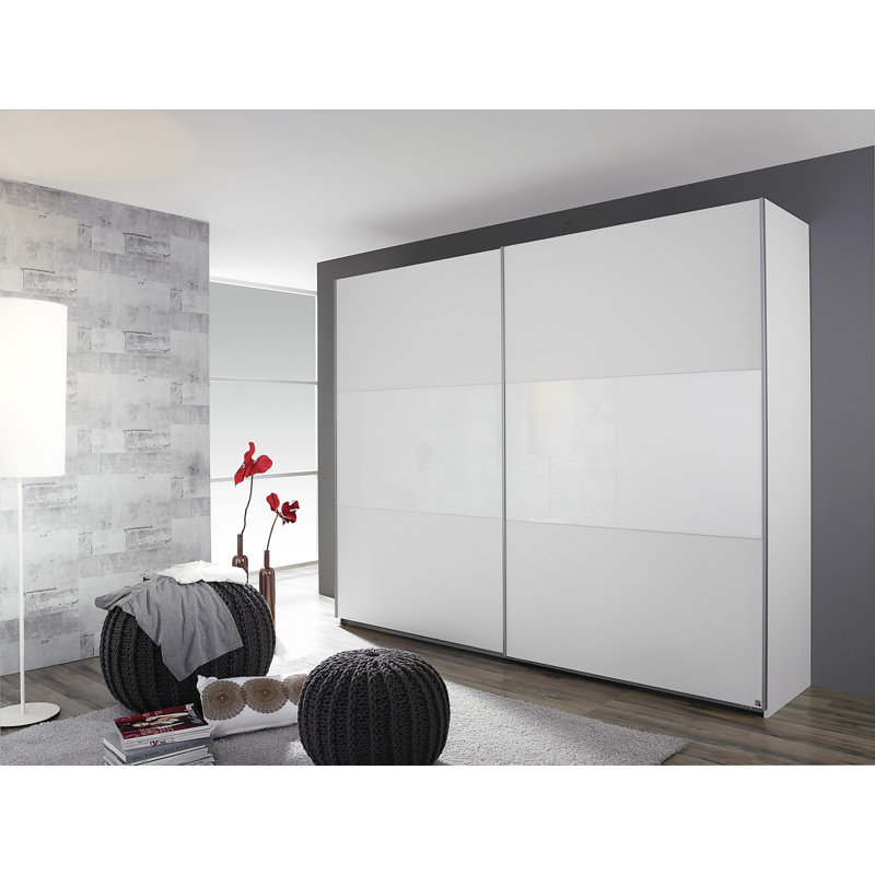Loriga 2 Sliding Door Wardrobe front with Glass INCL. Delivery and Assembly, Alpine white