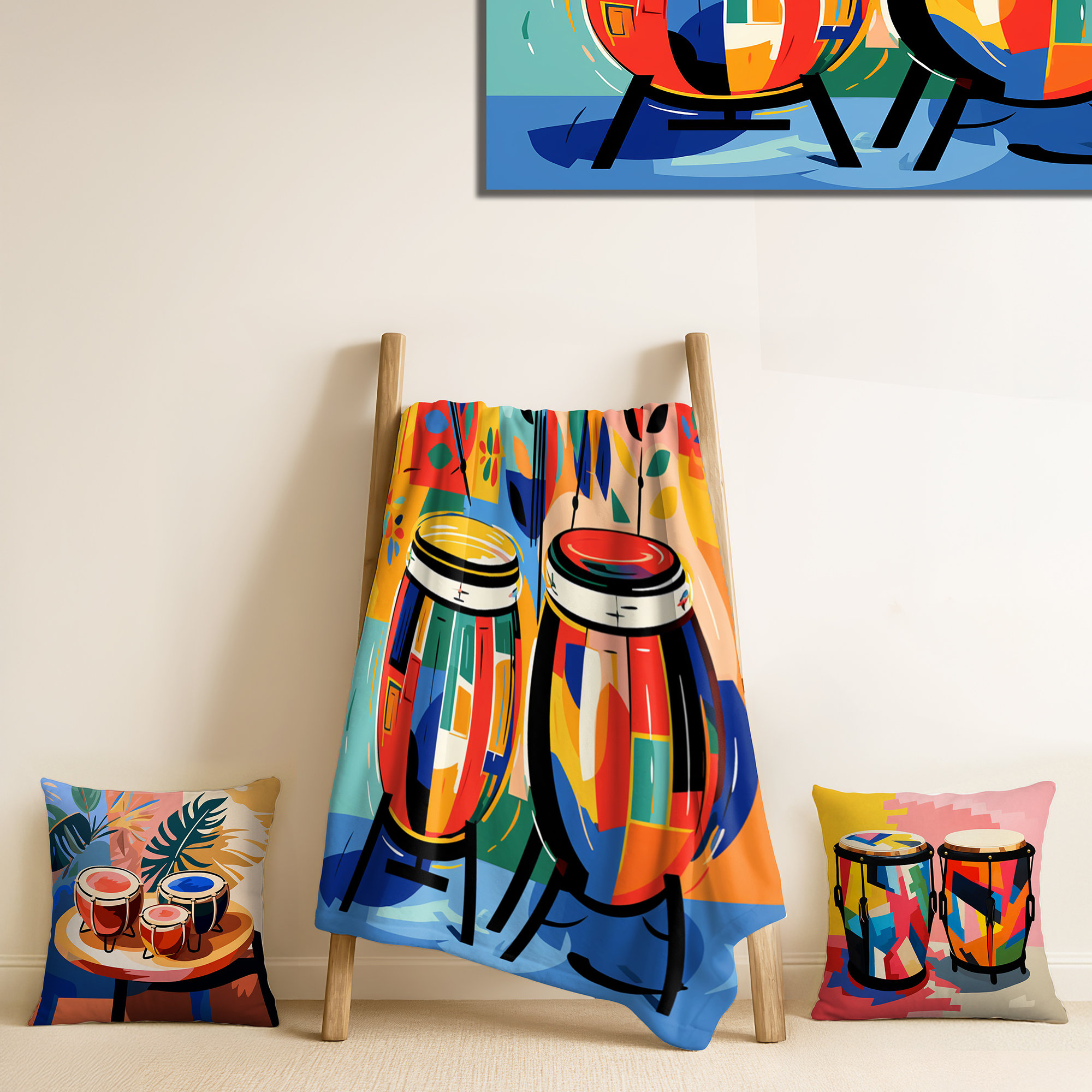 Thrown Instruments Design Art Mexican Drums Music Instruments IV - Fruits Fleece Throw ...