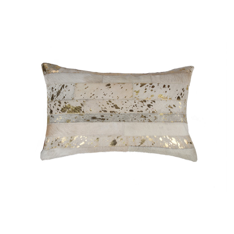 Reversible Throw Pillow, 12" x 20", Natural/Gold