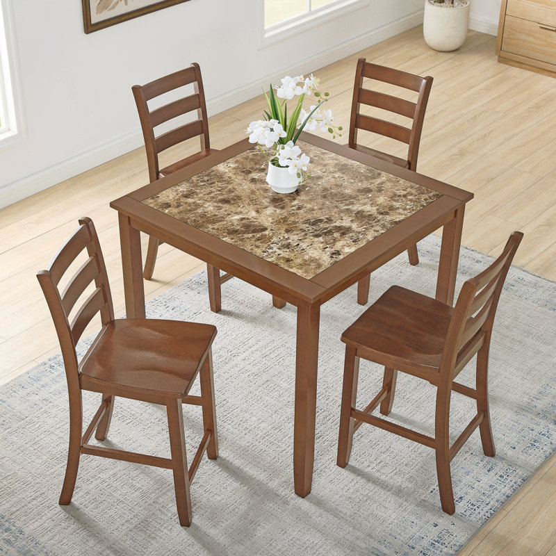 Ensemble de table de salle à manger 5 pièces, Brun, Brun