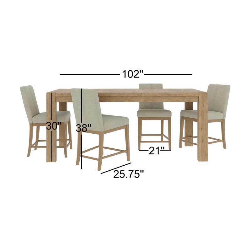 Knapp Solid Wood Extendable Dining Set, Standard Height (30" Height), 36" W x 102" L