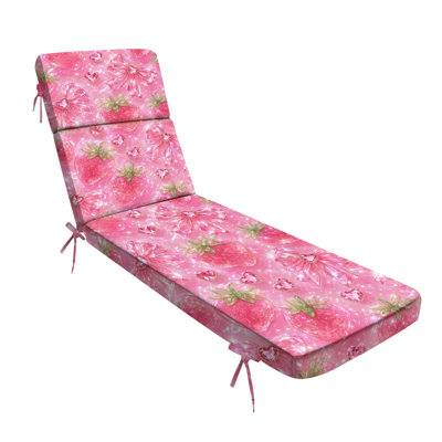  Outdoor Indoor 3'' Lounge Patio Cushion Pink Strawberry Gemstone Bow Glitter Water-Resistant Chaise Lounge Cushion for Chair Patio Furniture Seat Cushion
