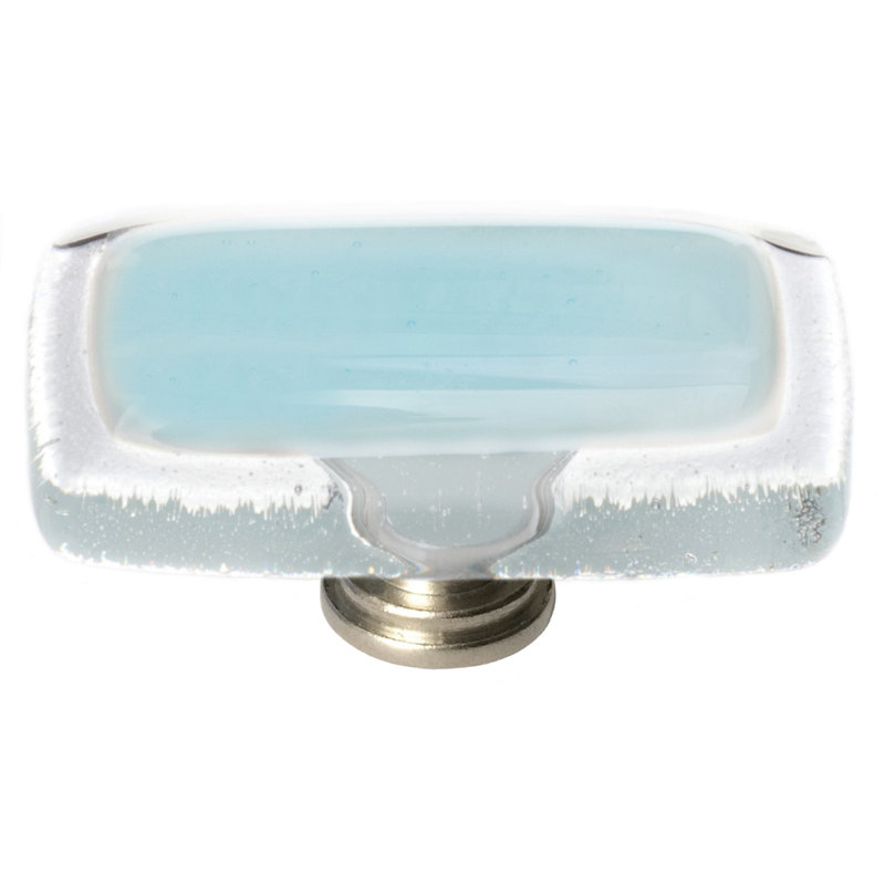 Reflective Rectangular Knob, Polished Chrome, Light Aqua