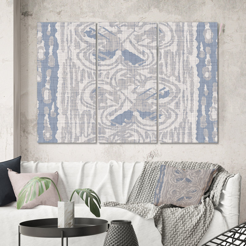 «Vintage Blue Farmhouse Flower VII», reproduction d'art sur toile moderne, H 40 po x l 60 po x P 1 po