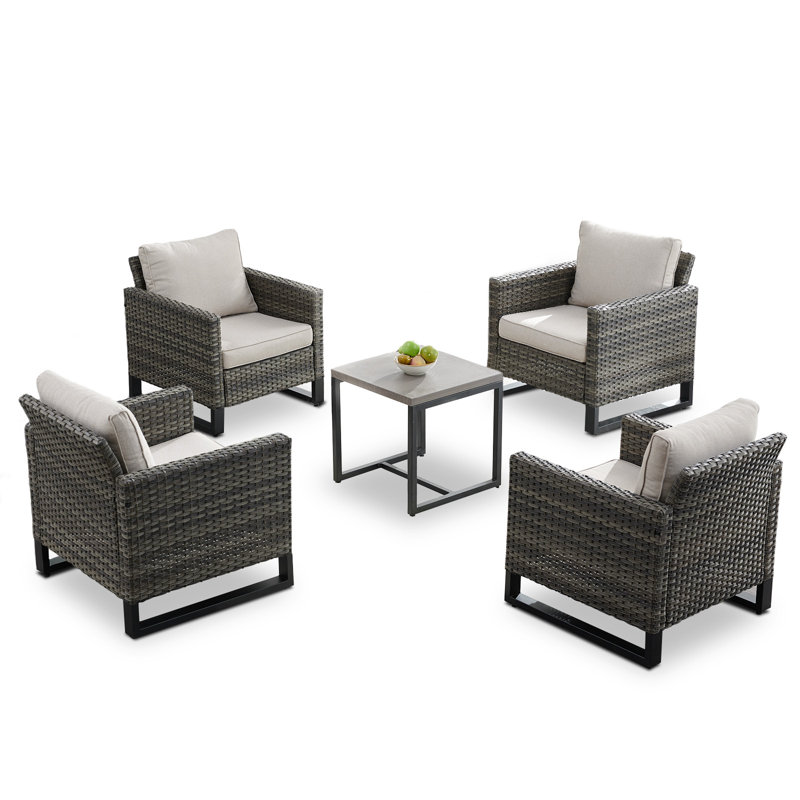 Chaise de patio avec coussins Nazime, Beige