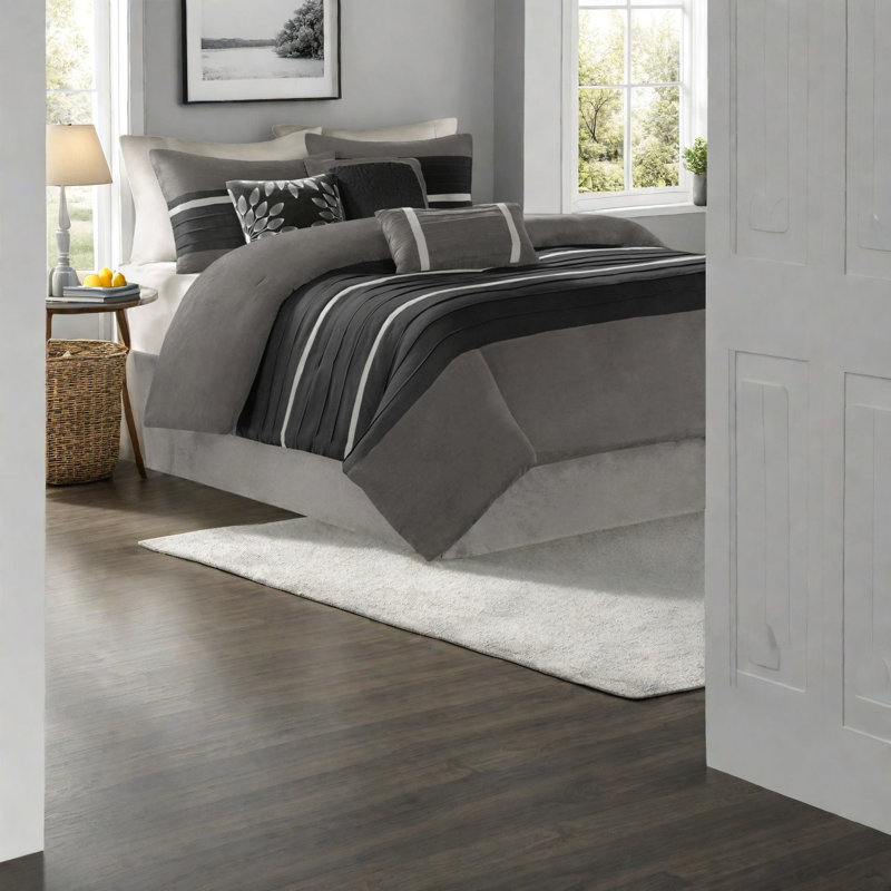 Ensemble de literie de luxe 7 pièces pour très grand lit, style moderne
