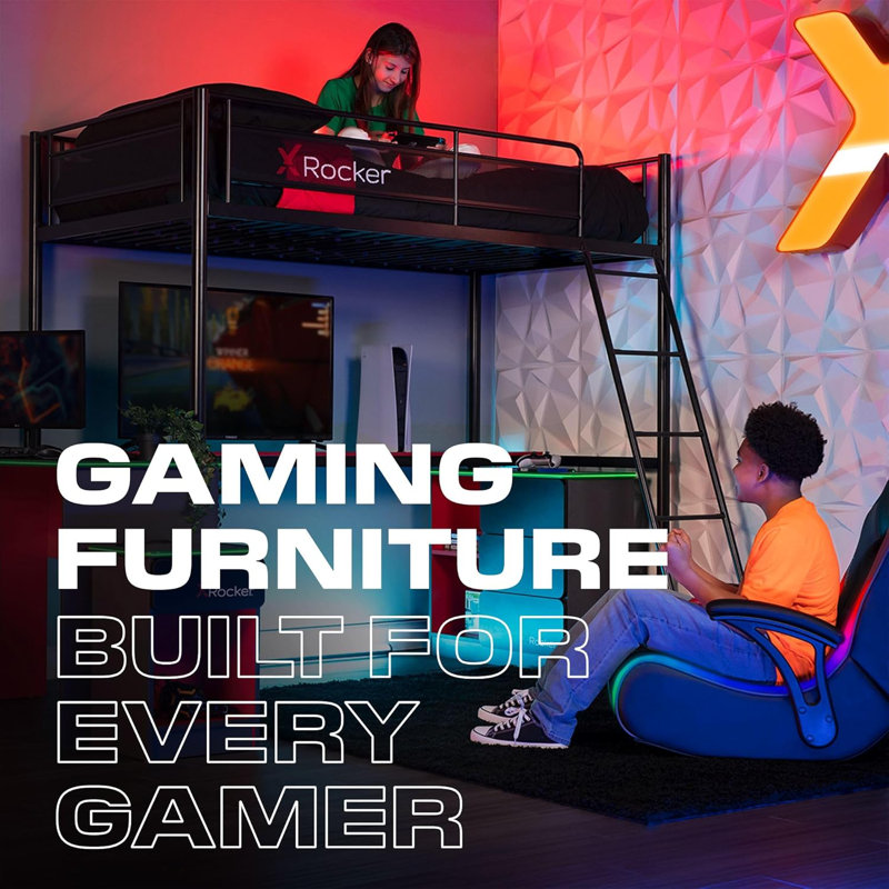 Full Size Gaming Bed With 180° Rotating Tv Mount And Vented Console Storage