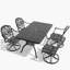 Ensemble de salle à manger 5 pièces en aluminium coulé résistant aux intempéries, comprenant 4 chaises pivotantes et une table rectangulaire avec cadre noir (même SKU: W1710S00459)