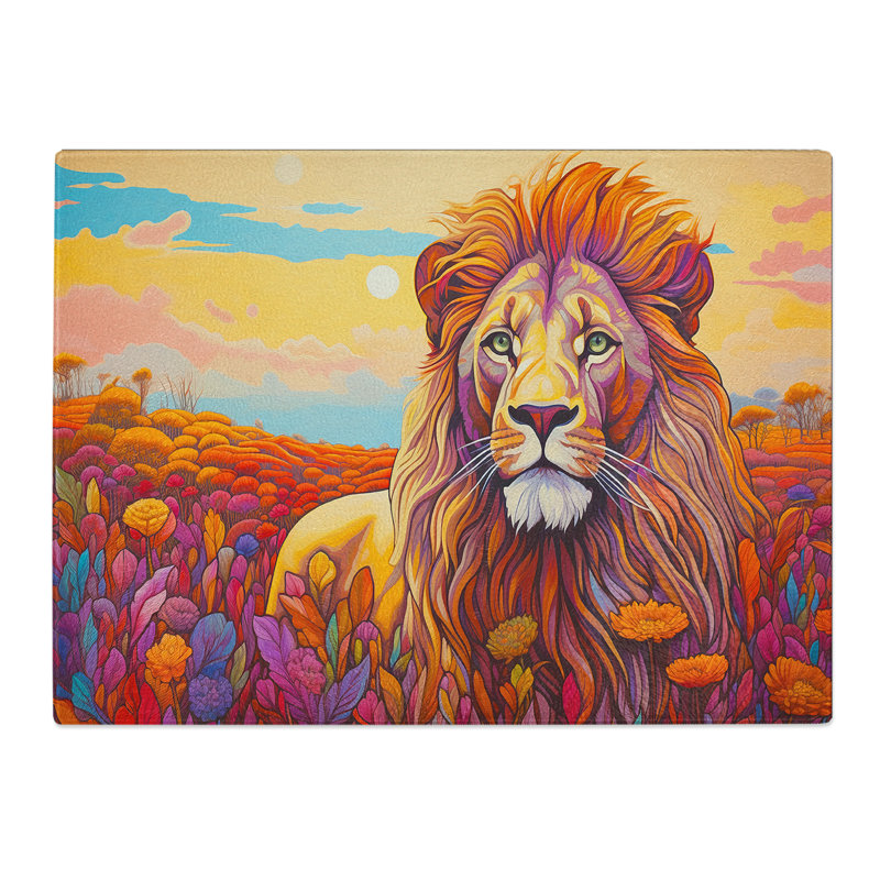 Lion Colour Field  Glass Chopping Board
