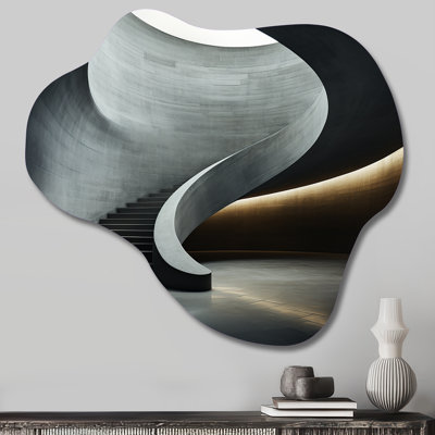 Grey Concrete Canvas Subtle II - Tunnels Asymmetrical Metal Wall Art for Living Room, Red Cloud Metal Art Print