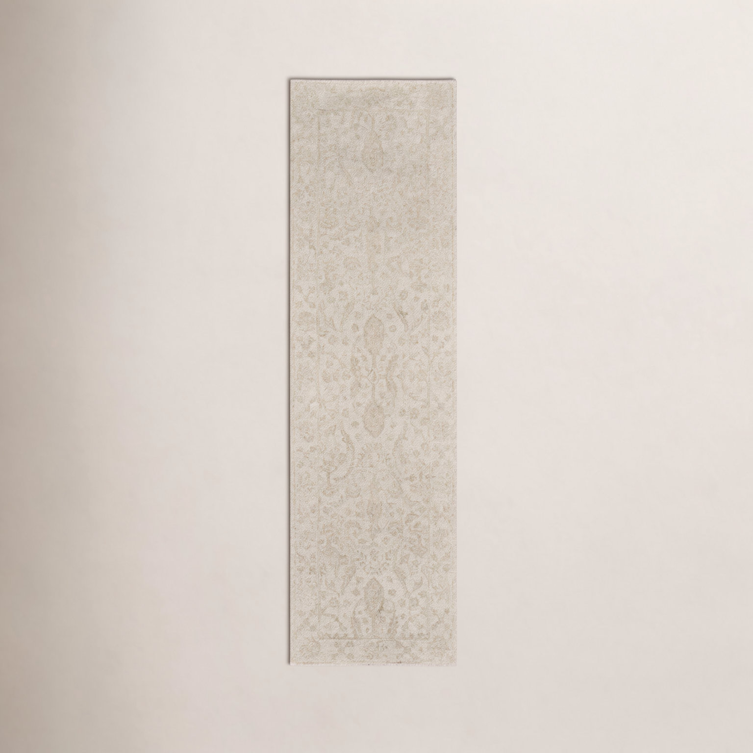 Cece Beige Hand-Tufted Wool Floral Rug, Runner 2'3" x 8'