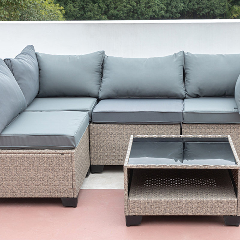 Ensemble de meubles de patio, canapé modulaire d'extérieur toutes saisons avec coussins épais et résistants à l'eau