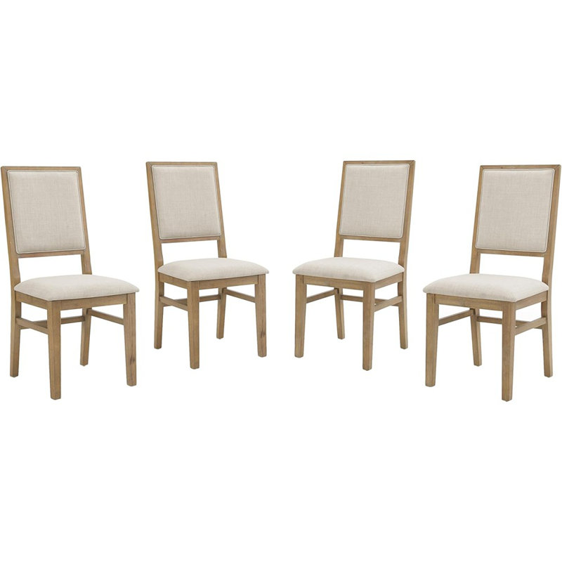 Ensemble de 4 chaises de salle à manger rembourrées Modern Woodhouse, brun rustique et crème