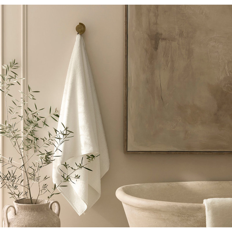 Turkish Ribbed Ribbed Bath Towel, Cream