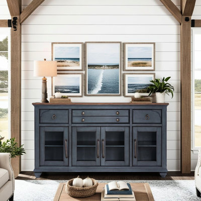 Americana Buffet Server Cabinet, No Assembly Required, Corduroy Blue Finish