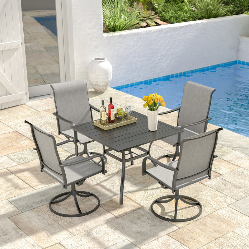 4 - Person Square Steel Outdoor Dining Set, Gray