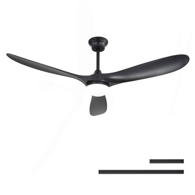 Ventilateur de plafond intelligent de 60 pouces avec 2 lumières, 2 pales en ABS, moteur à courant continu réversible pour ferme de chambre à coucher