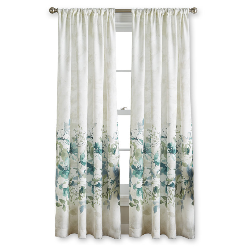 Panneau de rideau simple semi-diaphane Edmonton, Vert, L 50 po x L 63 po