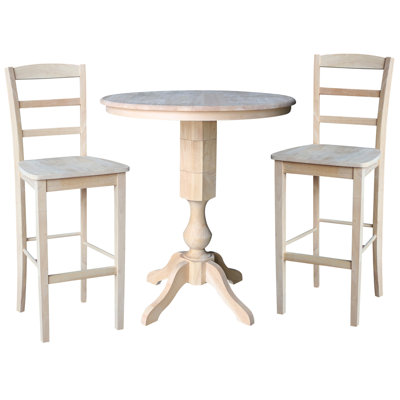 Round Top 3 Piece Pedestal Base, Counter Height Dining Set