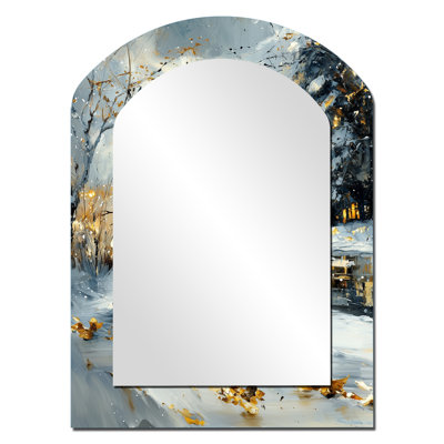 Bonhomme de neige de Noël dans des tons dorés et blancs II - miroir asymétrique bonhomme de neige