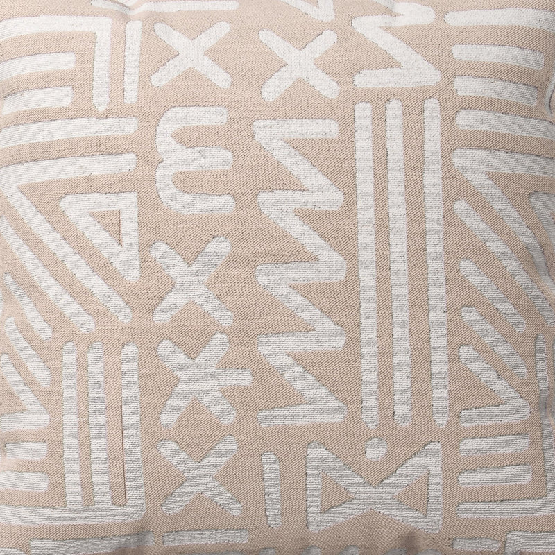 Montezuma Throw Pillow, 22"H x 22"W, Taupe/Beige Geometric