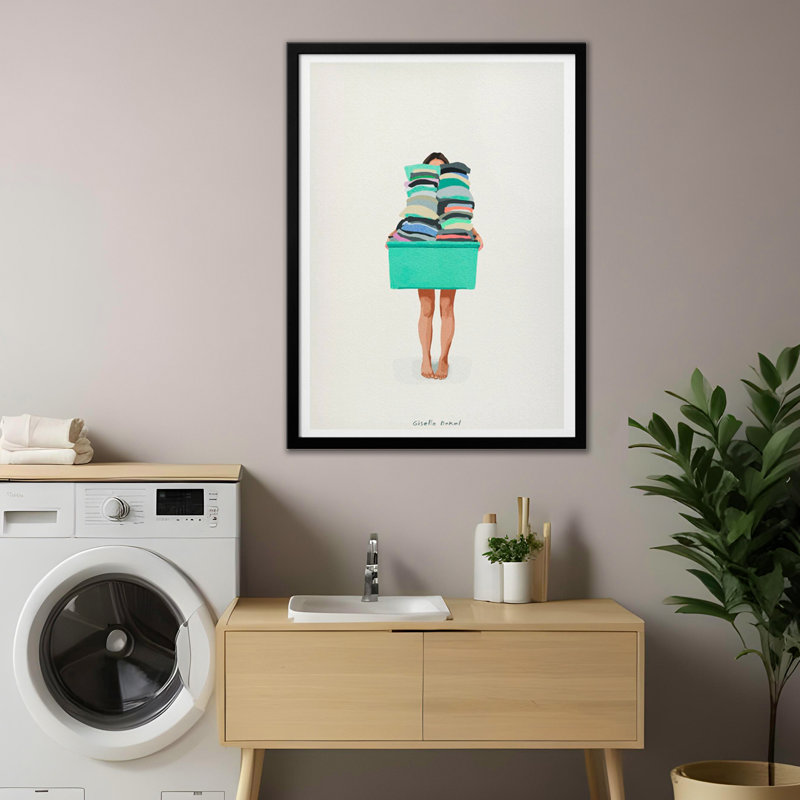 Pop Art & Retro "Laundry Basket" Framed Print Wall Art, 40" H x 30" W