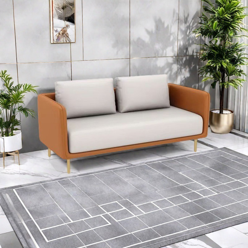 Canapé de bureau léger et luxueux, Orange / blanc cassé