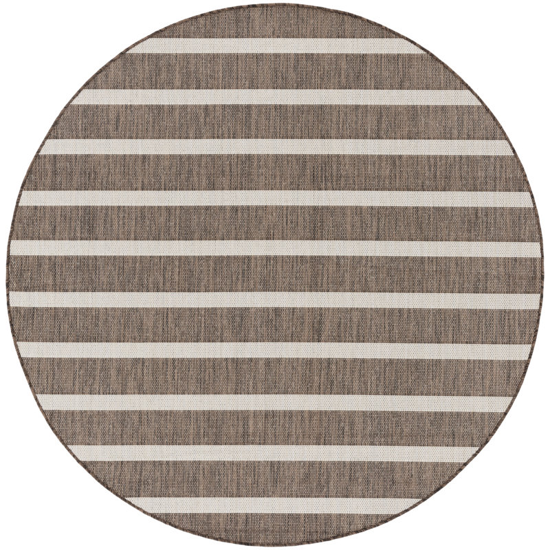 Tapis intérieur / extérieur rectangulaire Shaila, Naturel/ivoire, Rond 6 pi