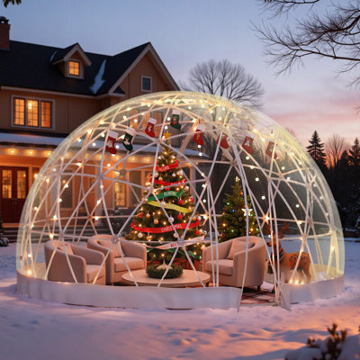 Garden Dome Tent with Transparent PVC Cover, Quick-Connect Assembly, Waterproof Bubble-Style Outdoor Dome for Patio/Backyard — Fits 11–15 People (Ideal for Parties & Weddings)