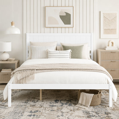 Platform Bed with Rustic Charm and Sturdy Wood Slat Support