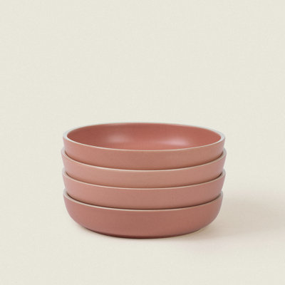 Matte Ceramic Deep Plates (Set of 4) - Dusty Pink