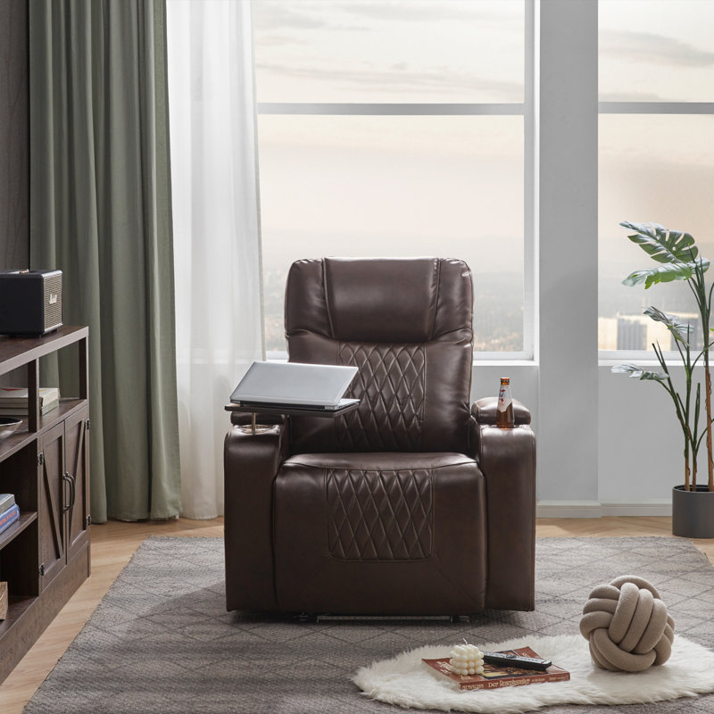 Fauteuil inclinable électrique avec USB, rangement caché, 2 porte-gobelets et plateau pivotant à 360 ° - Fauteuil électrique