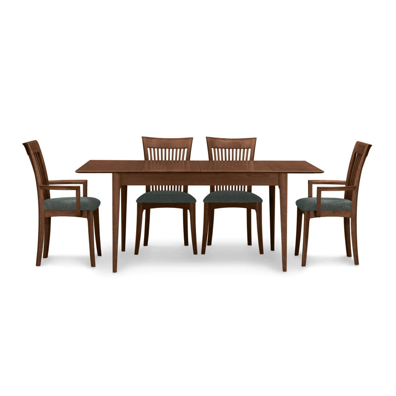 Sarah 5 - Piece Dining Set, Saddle Cherry, Slate (M10245) Fabric, 30" H x 48" W x 36" D