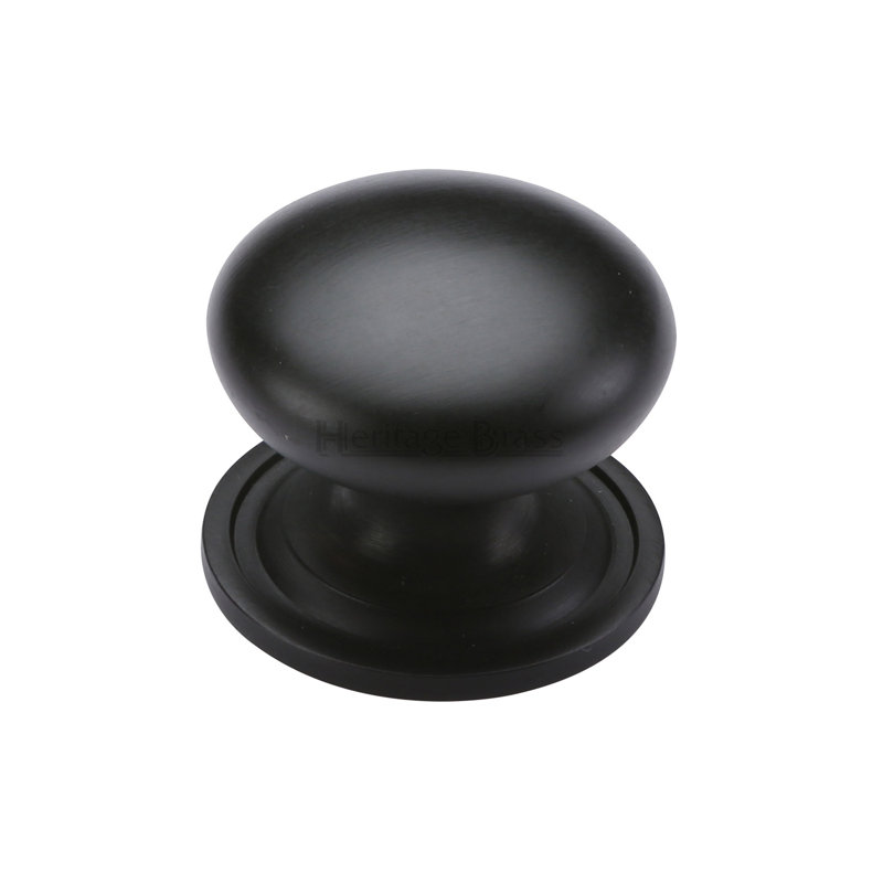 Heritage Brass Heritage Cabinet Knob Round Design, Matt Black, 3.3cm H x 3.8cm W x 3.8cm D
