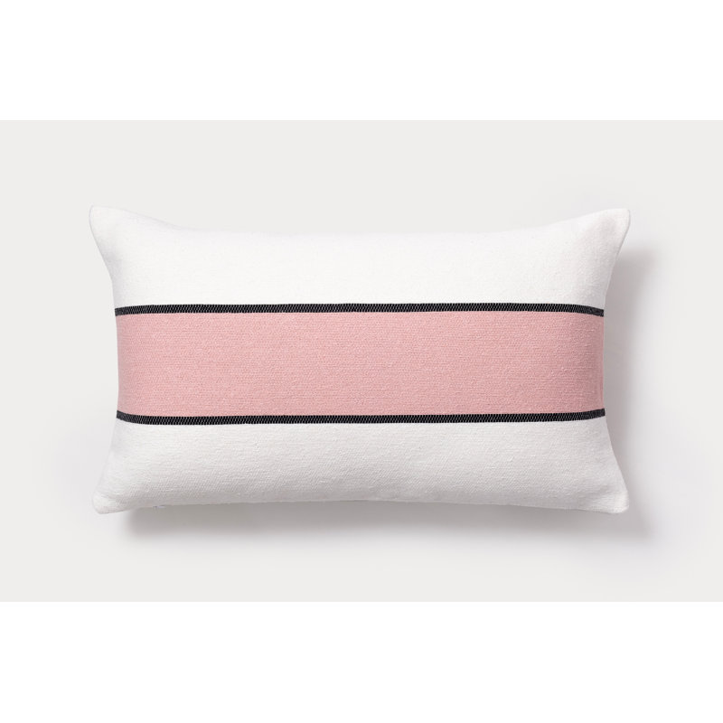 Blush Cotton Rectangular Throw Pillow with Zipper Closure