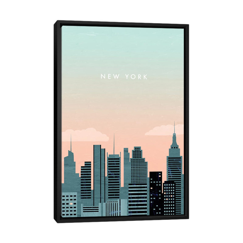 «New York», impression sur toile, H 26 po x l 18 po x P 1,5 po, Toile avec cadre noir, Pas de tapis
