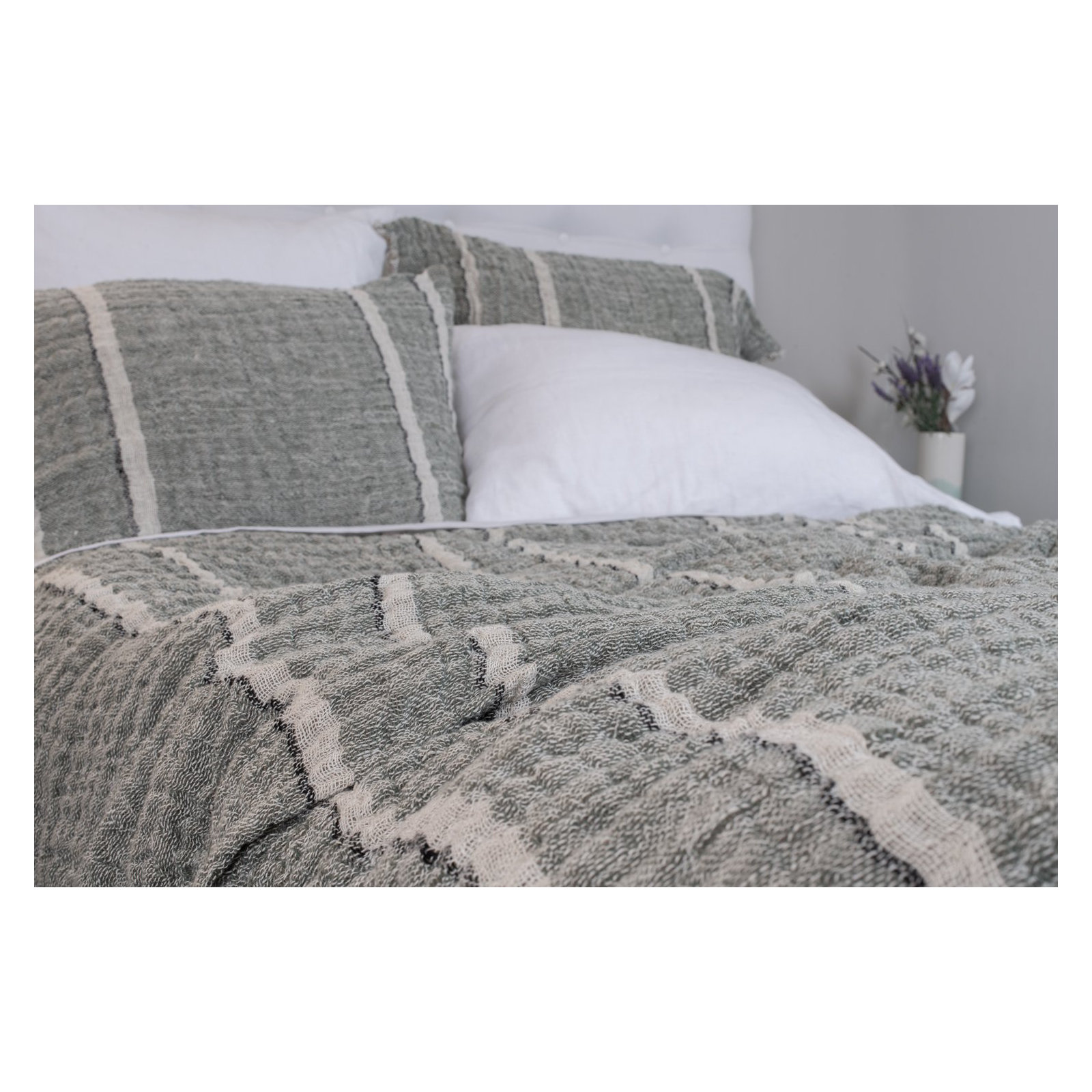 Daline 100% Linen Coverlet, Kale