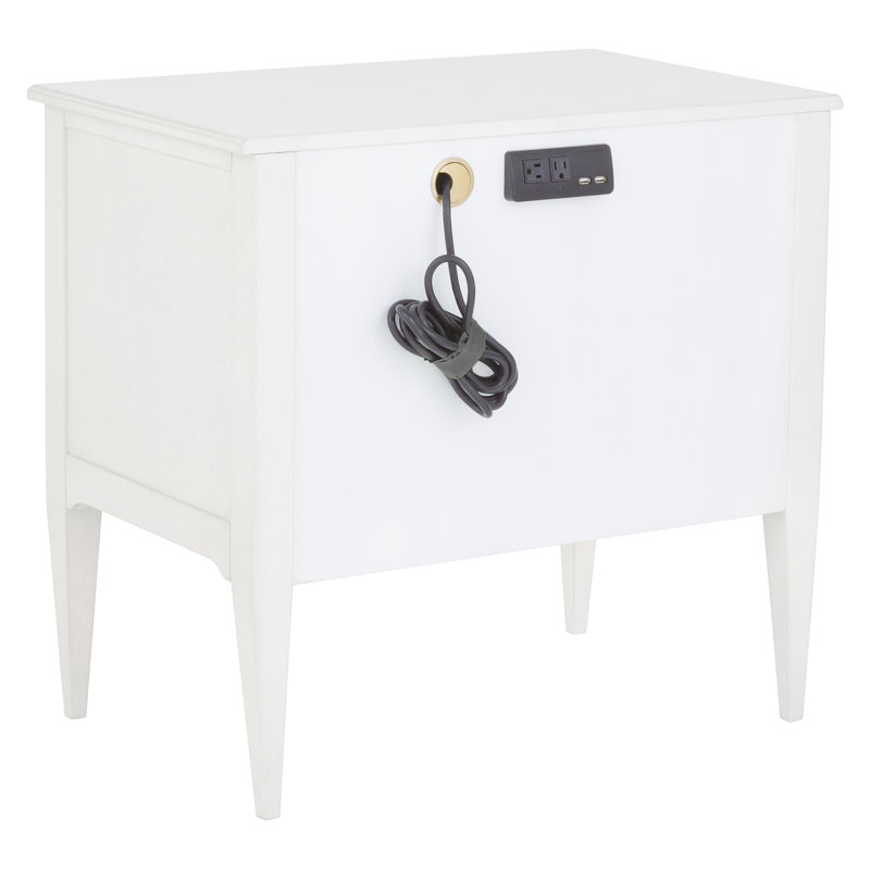 1 - Drawer Nightstand, Linen/Antique Pewter